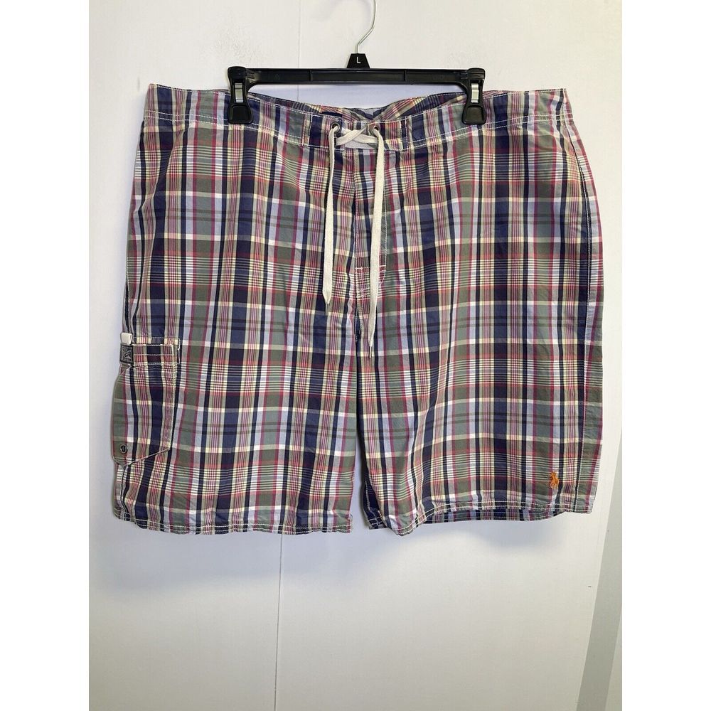 Vintage Polo Ralph Lauren Boardshorts Men's 38 Plaid Check Swim Trunk Pony Logo